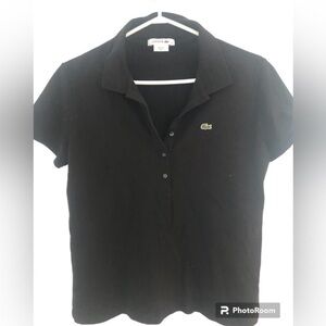 Lacoste Black Polo Size M 1/3 Button up  Collar Shirt Cotton